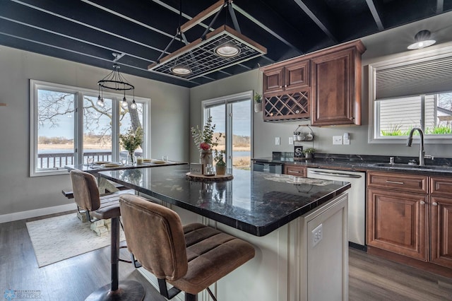 interior space with plenty of natural light, a sink, and dishwasher