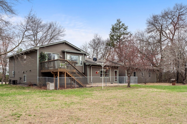 13229 Fremont Ave, Zimmerman, MN 55398 - rear view of house with a wooden deck and stairway