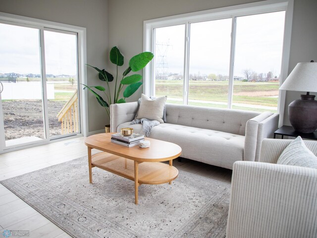 living area with wood finished floors