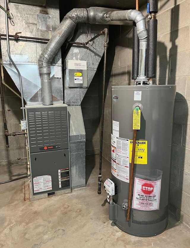 utilities featuring heating unit and water heater