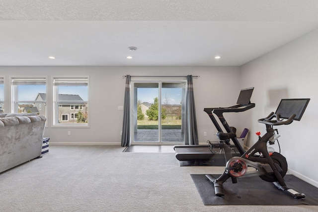 565 Juniper Ct N, Lake Elmo, MN 55042 - exercise room featuring recessed lighting, carpet floors, and baseboards