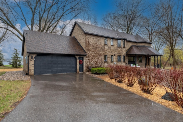 211 Peninsula Rd, Medicine Lake, MN 55441 - view of front of house with asphalt driveway, a garage, and brick siding