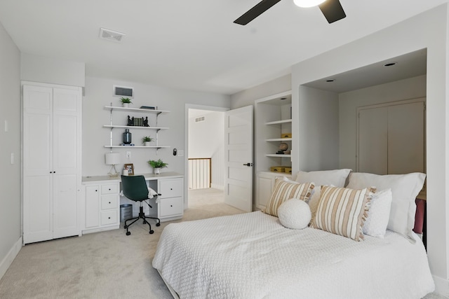 211 Peninsula Rd, Medicine Lake, MN 55441 - bedroom featuring light colored carpet, a desk, ceiling fan, and baseboards