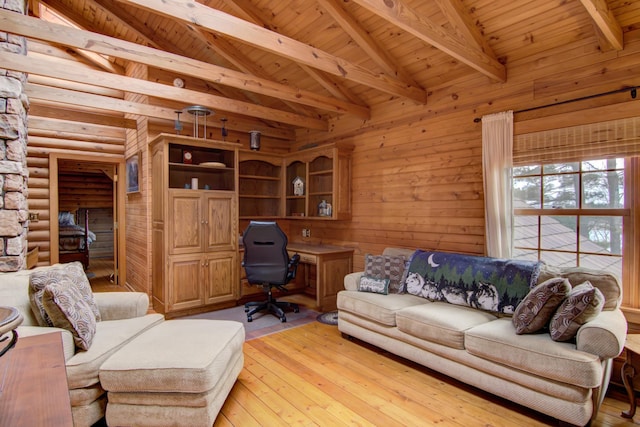 E6516 867th Ave, Colfax, WI 54730 - living area featuring wooden ceiling, an office area, and light wood-style floors