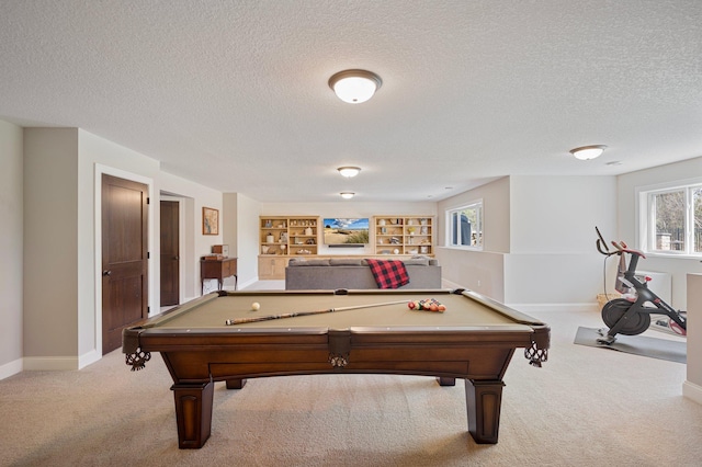 12816 Cedar Ridge Ln, Champlin, MN 55316 - rec room with a textured ceiling, carpet floors, and pool table