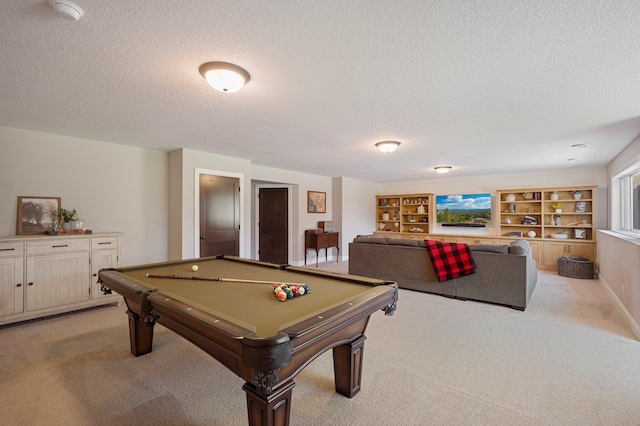 12816 Cedar Ridge Ln, Champlin, MN 55316 - recreation room featuring light carpet, a textured ceiling, and billiards table
