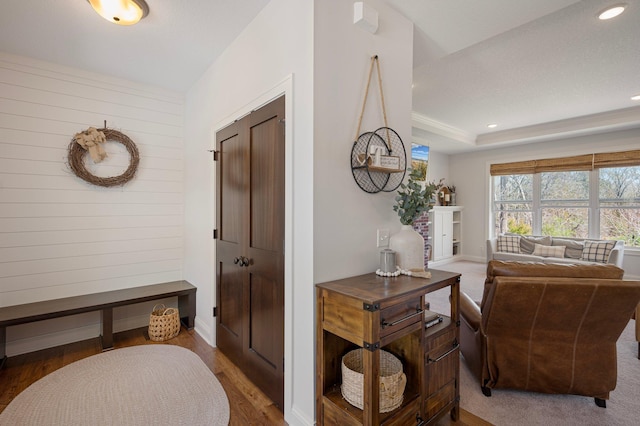 12816 Cedar Ridge Ln, Champlin, MN 55316 - corridor with wood finished floors and recessed lighting