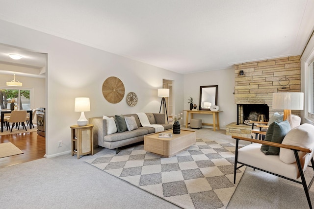 4024 Quentin Ave, Saint Louis Park, MN 55416 - living area featuring light carpet and a fireplace