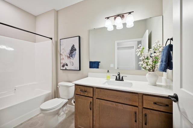 19999 Hunters Rdg, Corcoran, MN 55374 - bathroom with toilet, vanity,  shower combination, and baseboards