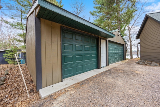 view of detached garage