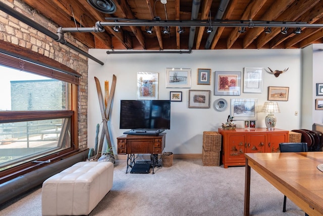 702 1st St Unit 521, Minneapolis, MN 55401 - interior space featuring track lighting, wooden ceiling, and beam ceiling