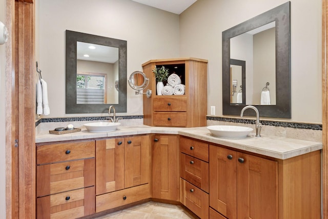 1656 Isabella Pkwy, Chaska, MN 55318 - bathroom featuring double vanity and tile patterned flooring