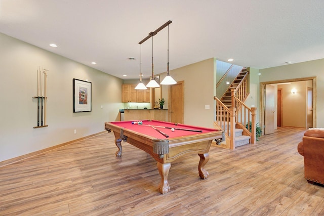 1656 Isabella Pkwy, Chaska, MN 55318 - rec room with light wood-style flooring, billiards, recessed lighting, and baseboards
