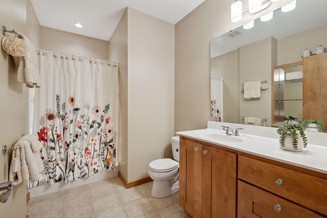 1656 Isabella Pkwy, Chaska, MN 55318 - bathroom with toilet, vanity, a shower with curtain, and tile patterned floors