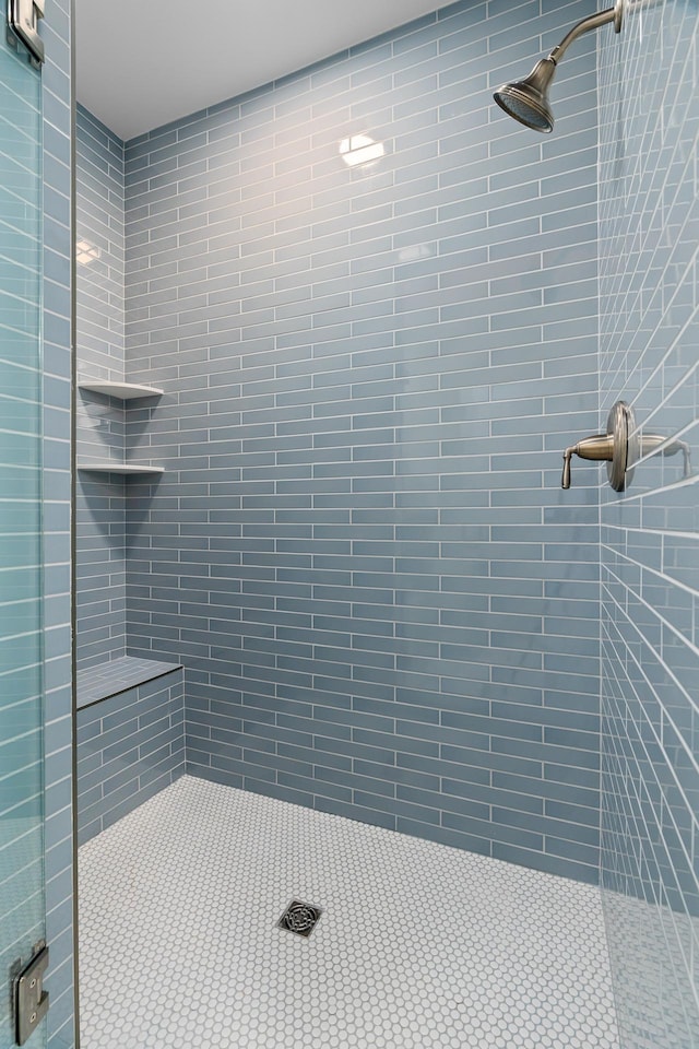bathroom with a stall shower