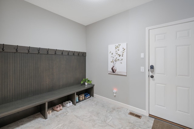 mudroom featuring baseboards and visible vents