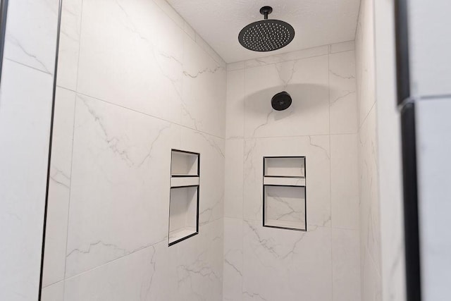 interior details with tiled shower