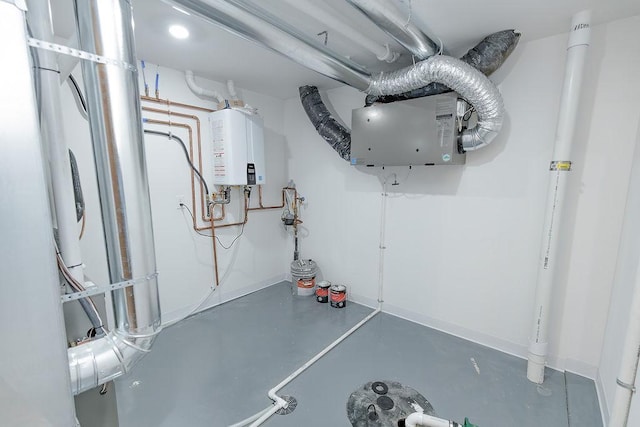utility room with water heater