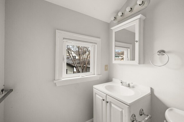 bathroom with toilet and vanity