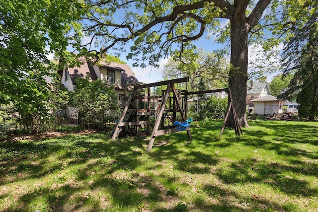 view of yard with a playground