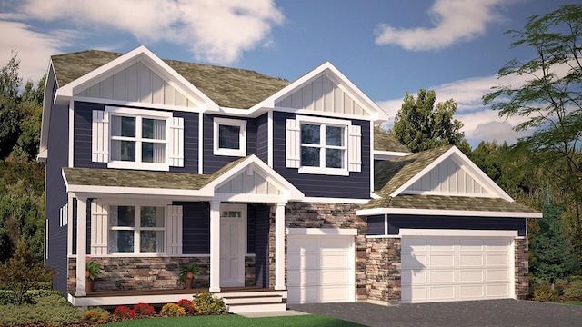 8445 Brumby Trl, Woodbury, MN 55129 - craftsman house with board and batten siding, stone siding, and aphalt driveway
