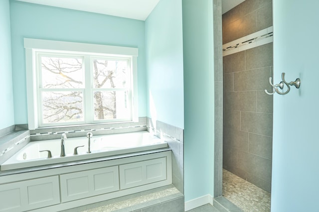 203 Walnut Hill Way, Troy Twp, WI 54022 - bathroom with a tile shower and a bath