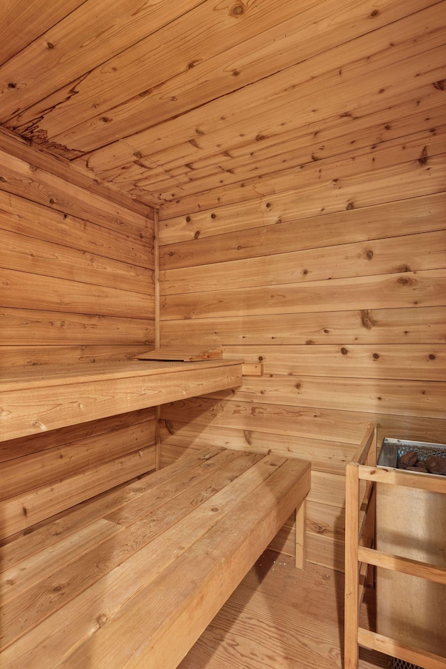 1433 Oldridge Ave N, West Lakeland Twp, MN 55082 - sauna with wooden walls and wooden ceiling