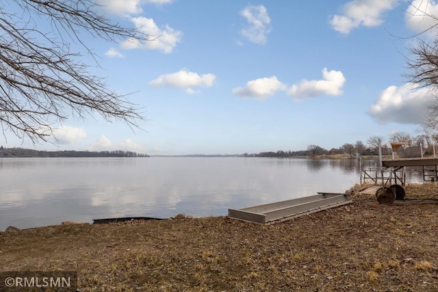 view of dock featuring a water view