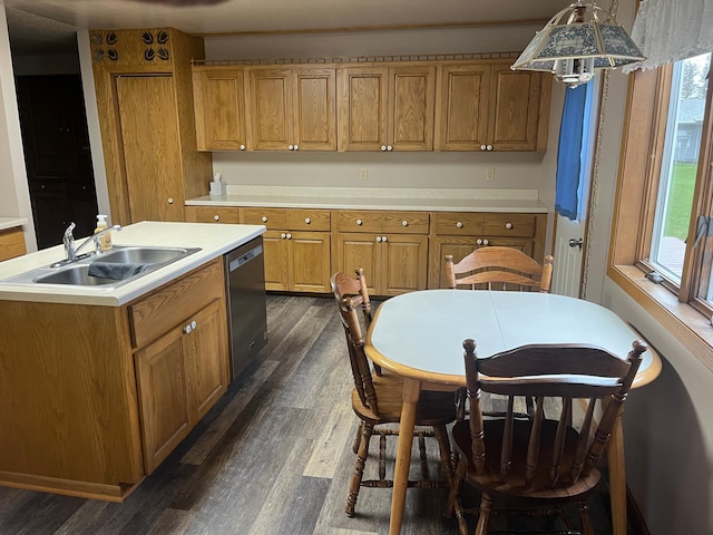 130 2nd St NE, Mcintosh, MN 56556 - kitchen with a sink, light countertops, dark wood-type flooring, and dishwasher
