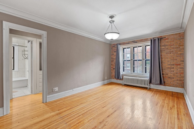 1820 1st Ave S Unit 102, Minneapolis, MN 55403 - empty room featuring light wood-type flooring, baseboards, crown molding, and radiator