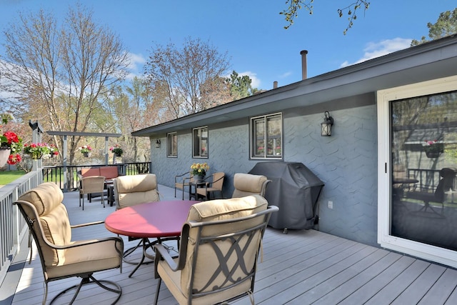 deck with a grill