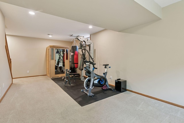 3861 Westbury Dr, Eagan, MN 55123 - workout room featuring baseboards, recessed lighting, and carpet