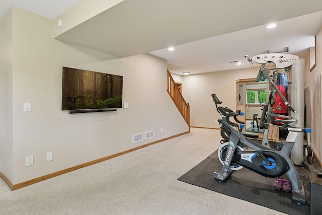 3861 Westbury Dr, Eagan, MN 55123 - workout area featuring carpet flooring, baseboards, and recessed lighting