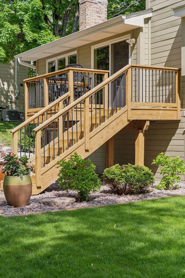3861 Westbury Dr, Eagan, MN 55123 - wooden terrace featuring stairway and a lawn