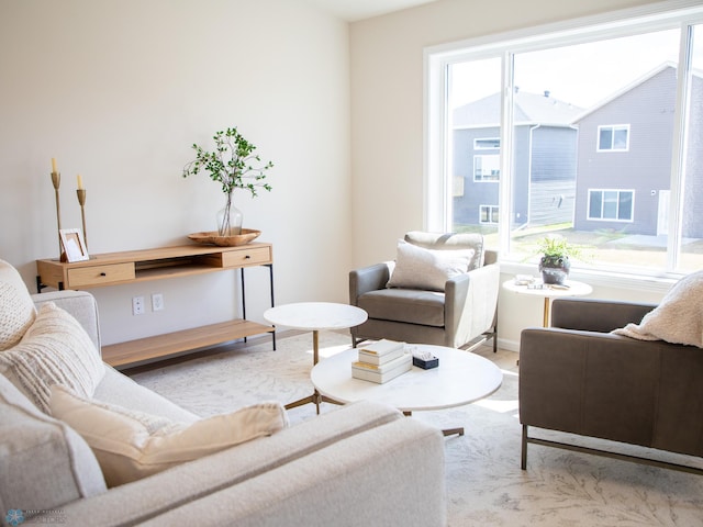 living room featuring a wealth of natural light