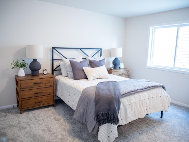 bedroom featuring baseboards and carpet