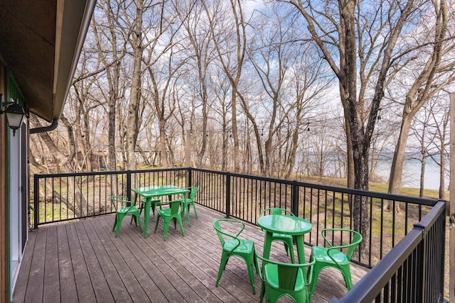 39315 Little Mo Rd, Clitherall Twp, MN 56524 - wooden deck with outdoor dining area