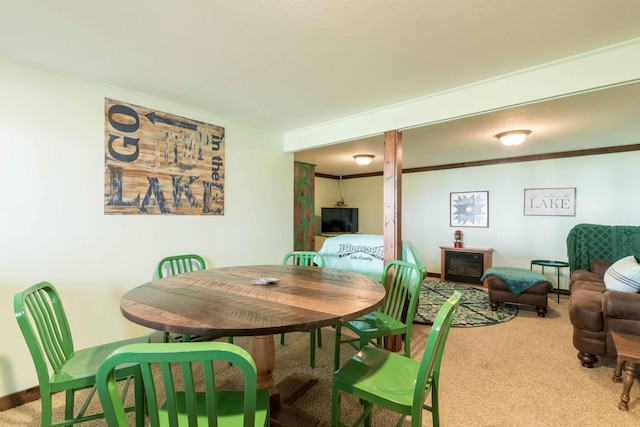 39315 Little Mo Rd, Clitherall Twp, MN 56524 - carpeted dining area with crown molding