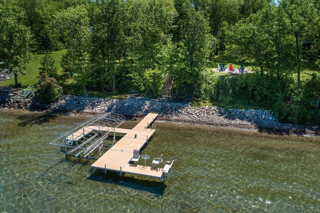 39315 Little Mo Rd, Clitherall Twp, MN 56524 - dock area with a water view and stairway