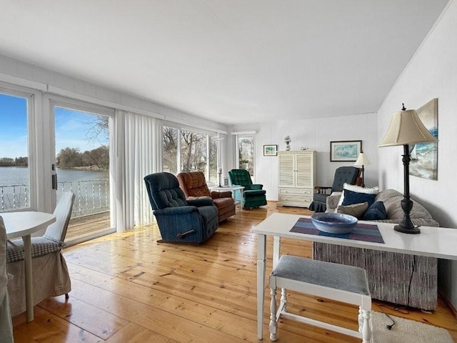 living area with light wood-type flooring