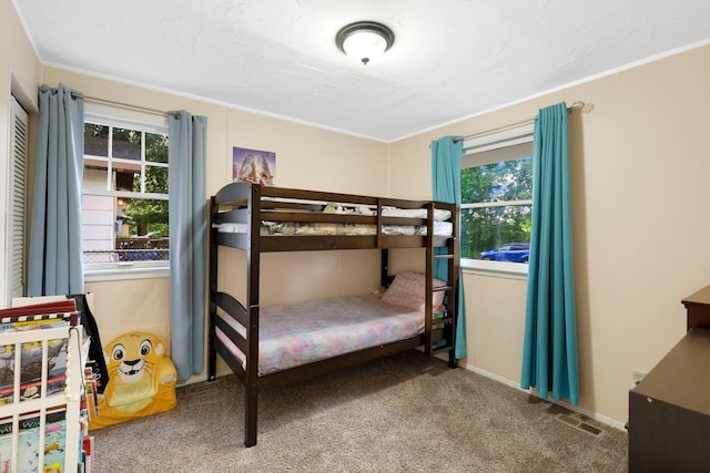 451 Taylor St NE, Minneapolis, MN 55413 - bedroom with multiple windows, carpet floors, and crown molding