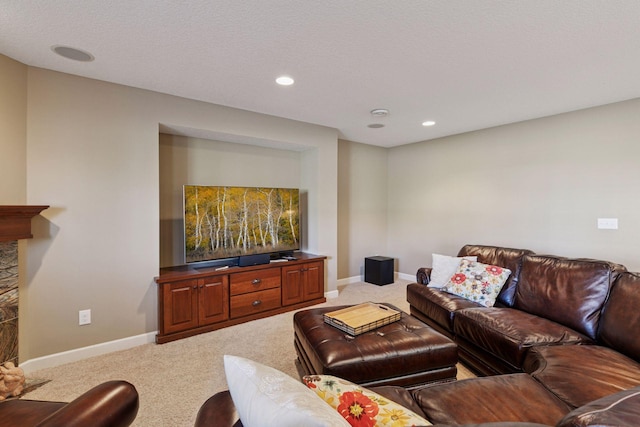 3626 Springwood Ct, Eagan, MN 55123 - living area featuring light carpet, baseboards, and recessed lighting