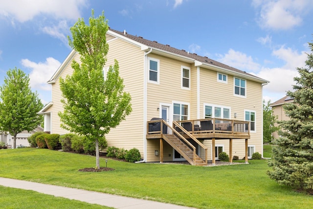 3626 Springwood Ct, Eagan, MN 55123 - back of house with a deck, stairway, and a lawn