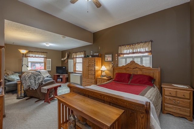 2475 44th St SW, Pine River, MN 56474 - bedroom featuring a ceiling fan, carpet floors, and a textured ceiling
