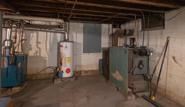 2475 44th St SW, Pine River, MN 56474 - utility room with gas water heater and a heating unit