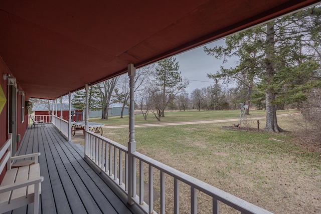 2475 44th St SW, Pine River, MN 56474 - wooden deck with a porch and a yard