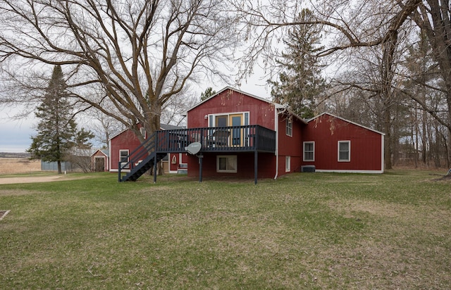 2475 44th St SW, Pine River, MN 56474 - rear view of property with a lawn, a deck, and stairs