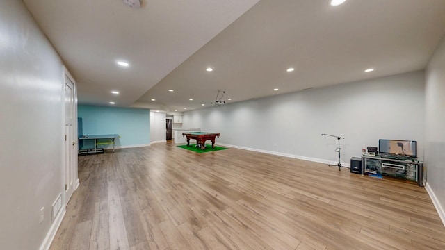 1213 Grey Fox Ave SW, Rochester, MN 55902 - workout room with billiards table, recessed lighting, light wood finished floors, and baseboards