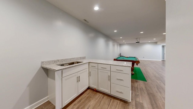 1213 Grey Fox Ave SW, Rochester, MN 55902 - kitchen featuring light wood-type flooring, billiards table, baseboards, and recessed lighting