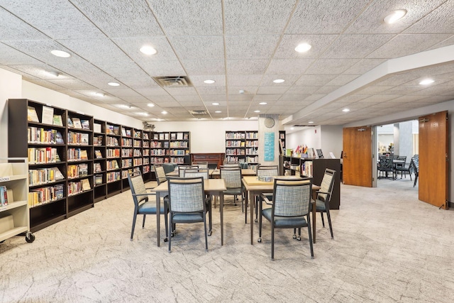 1425 28th St Unit 407, Minneapolis, MN 55408 - carpeted dining space with recessed lighting and a paneled ceiling